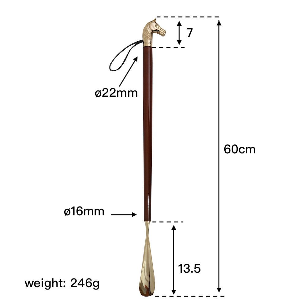 Excellent Horse head Metal Shoe Horn Long Handle For Seniors 23.6" 5 Shoe Horn Long Handle