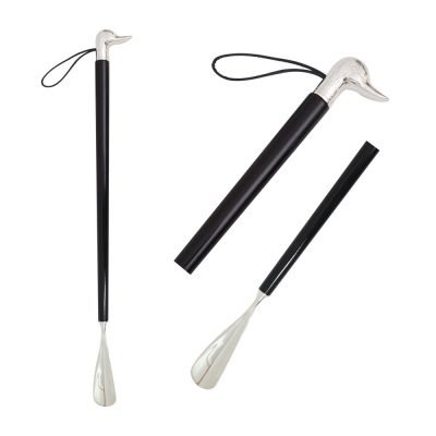Silver Brass Duck Head Shoehorn Wood Handle