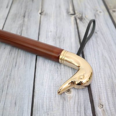 Elegant LARGE GOOSE SHOEHORN 25.6" GOLD 13 Shoehorn Brass Wood Goose Head