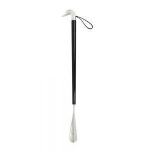 SILVER SOLID BRASS and WOOD SHOE HORN GOOSE HEAD 23.6" 8 SOLID BRASS and WOOD SHOE HORN GOOSE HEAD