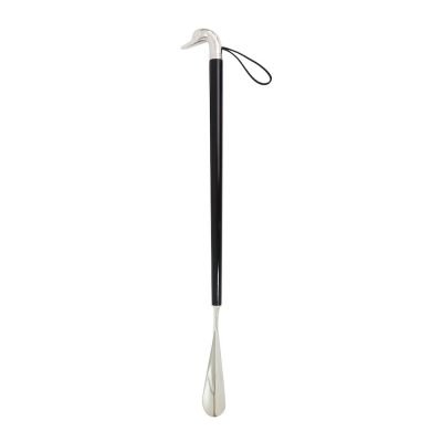 SILVER SOLID BRASS and WOOD SHOE HORN GOOSE HEAD 23.6" 12 SOLID BRASS and WOOD SHOE HORN GOOSE HEAD