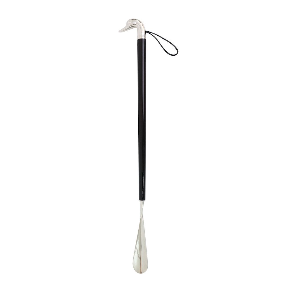 SILVER SOLID BRASS and WOOD SHOE HORN GOOSE HEAD 23.6" 5 SOLID BRASS and WOOD SHOE HORN GOOSE HEAD