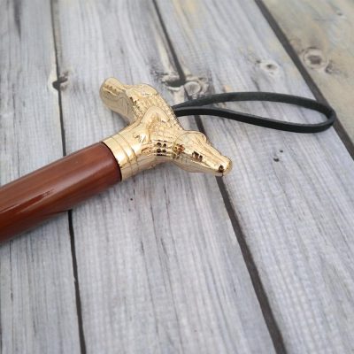 Long handle luxurious metal shoe horn Crocodile Head 23.6" GOLD