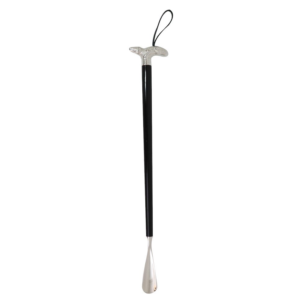 Long handle luxurious metal shoe horn Long Metal Shoe Horn with Wood Handle Solid Brass Animal Crocodile Head 23.6" Silver 4 Long handle luxurious metal shoe horn Long Metal Shoe Horn with Wood Handle Solid Brass Animal Crocodile Head 23.6" Silver - Image 2