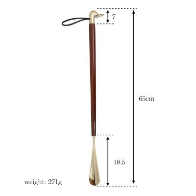 WOOD & BRASS LONG HANDLED SHOE HORN