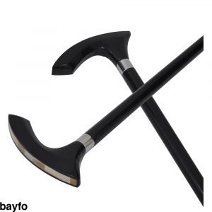 Rubber wood and horn chips walking cane stick