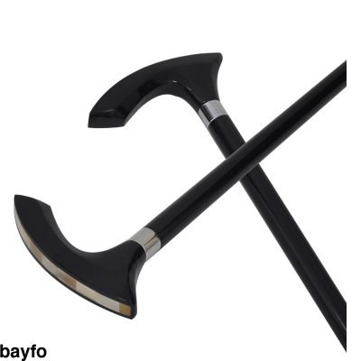 Rubber wood and horn chips walking cane stick