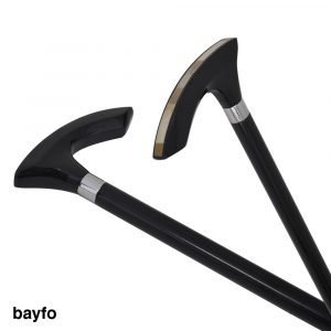 Rubber wood and horn chips walking cane stick