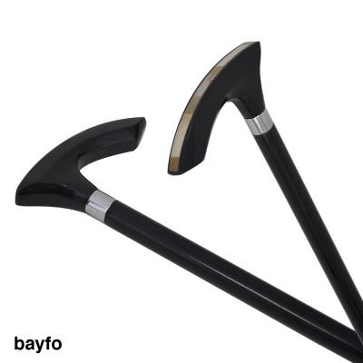 Rubber wood and horn chips walking cane stick