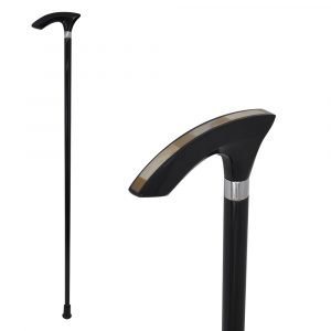 rubber wood and horn chips walking cane stick