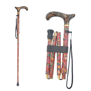 Fabric Flowers Travel Folding Adjustable Walking Cane 31.5-35.5″