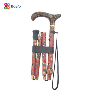 Manufacturer Fabric Flowers Travel Folding Adjustable Walking Cane