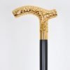 Men Embossed Derby Cane Black, Solid Brass Handle