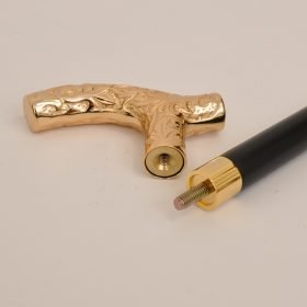 Men Embossed Derby Cane Black | Solid Brass Handle 1
