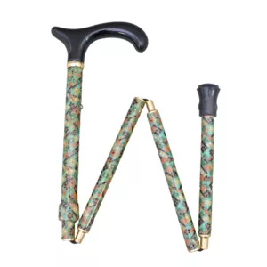 Best Fabric Texture patterns Green Floral Adjustable Folding Walking Stick