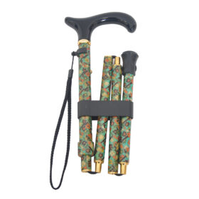 Fabric Texture patterns Green Floral Adjustable Folding Walking Stick