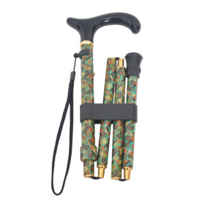Fabric Texture patterns Green Floral Adjustable Folding Walking Stick