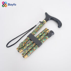 Fabric Texture patterns Green Floral Adjustable Folding Walking Stick