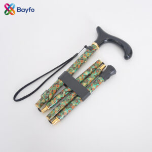 Fabric Texture patterns Green Floral Adjustable Folding Walking Stick