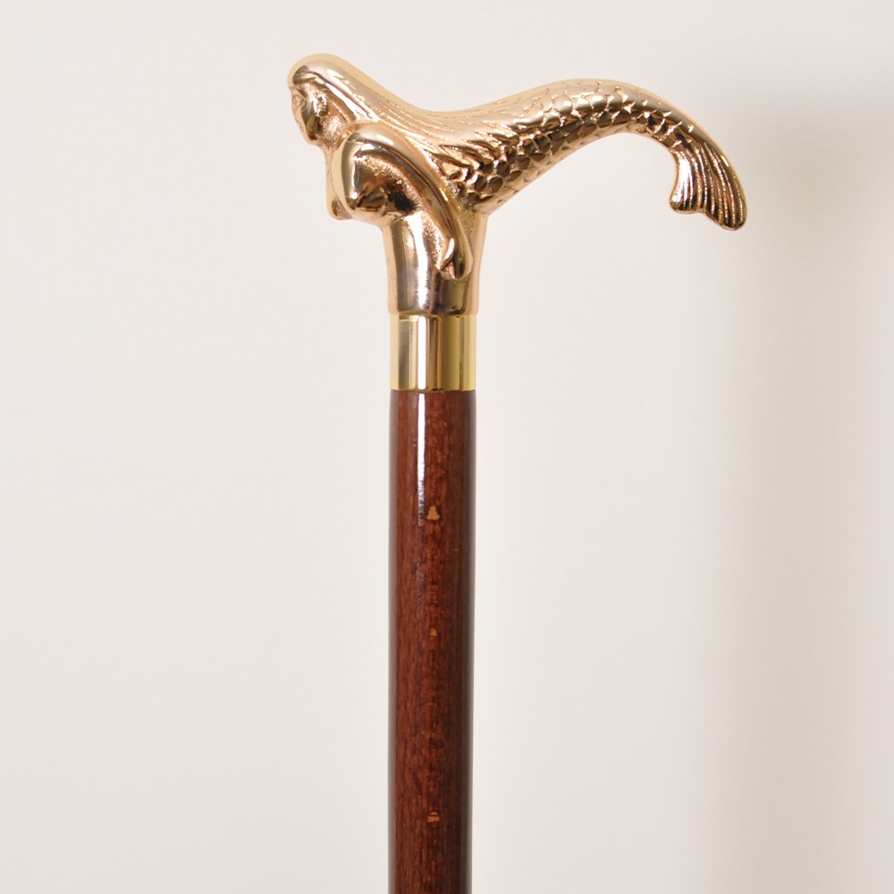 Brass Mermaid Handle Walking Cane 4 Brass Mermaid Handle Walking Cane