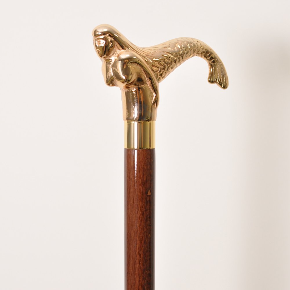 Brass Mermaid Handle Walking Cane 3 Brass Mermaid Handle Walking Cane