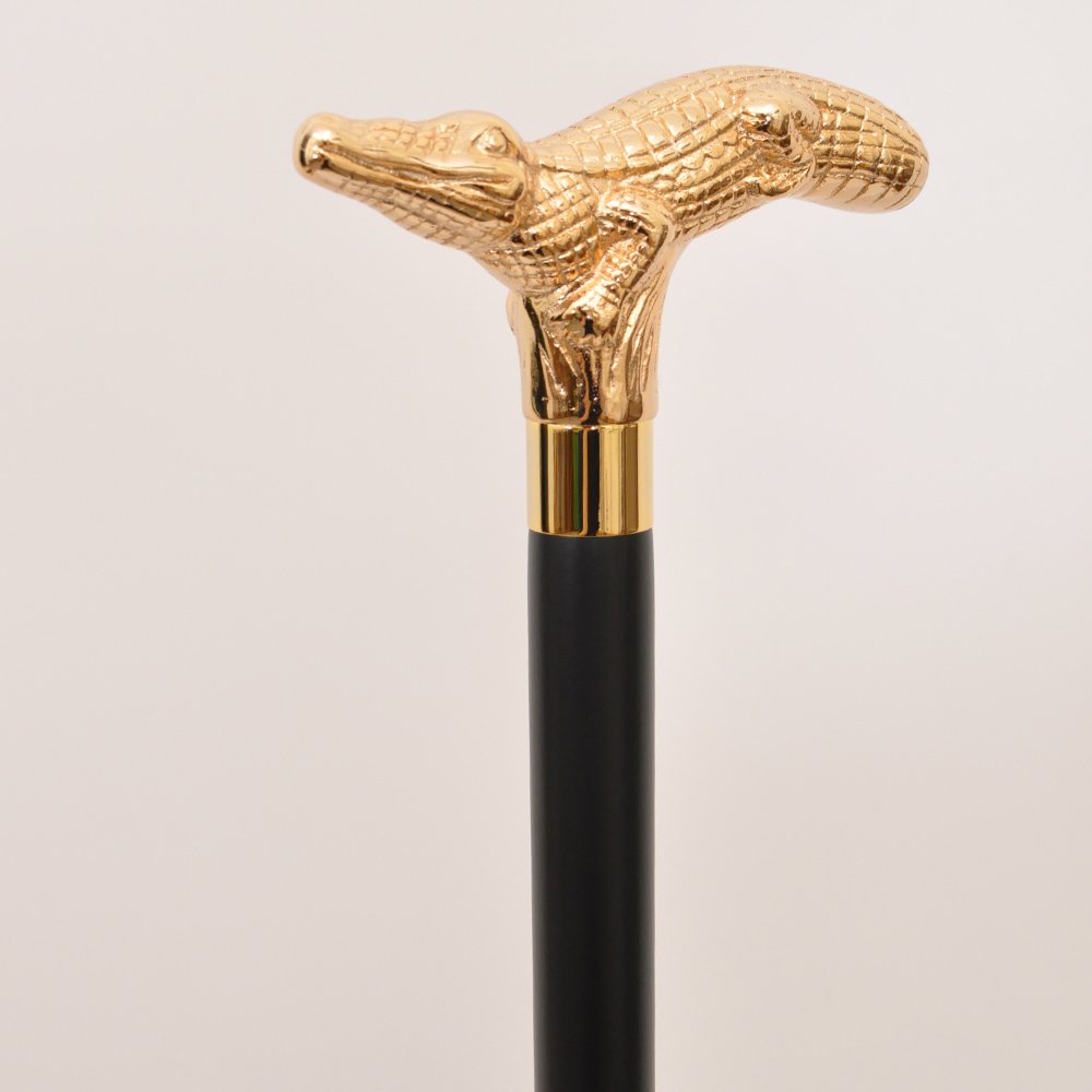 Gold Crocodile Alligator Wooden Walking Hiking Stick Cane 3 Crocodile Alligator Wooden Walking Hiking Stick Cane