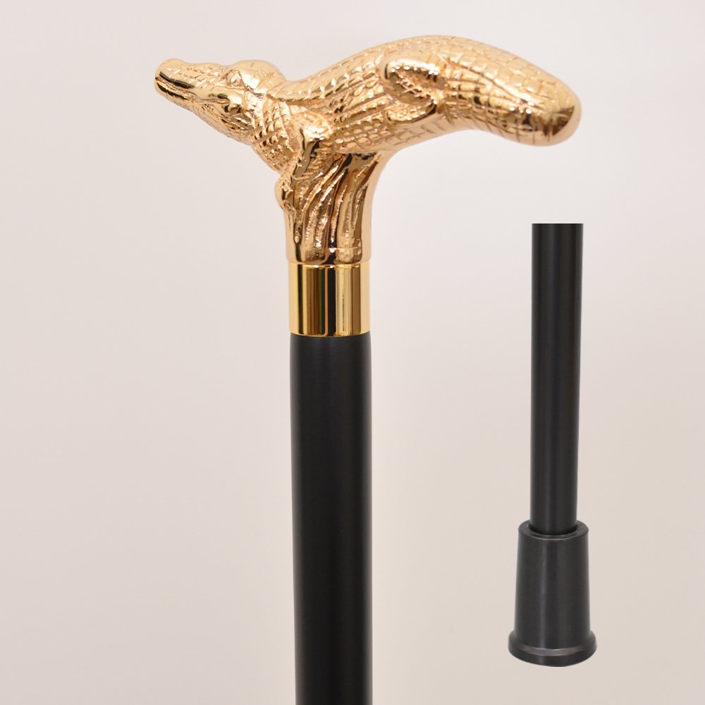 Gold Crocodile Alligator Wooden Walking Hiking Stick Cane 6 Crocodile Alligator Wooden Walking Hiking Stick Cane manufacturer