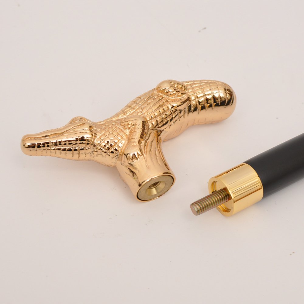 Gold Crocodile Alligator Wooden Walking Hiking Stick Cane 7 Crocodile Alligator Wooden Walking Hiking Stick Cane factory