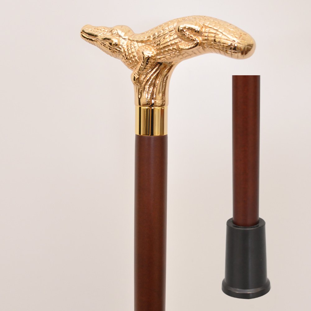 Gold Brass Alligator Walking Cane 4 Gold Brass Alligator Walking Cane
