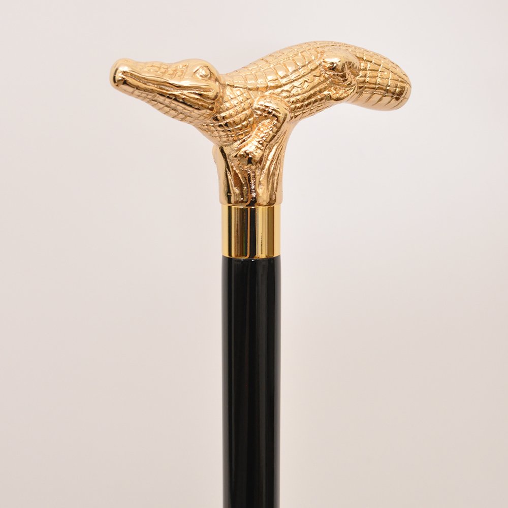 Gold Alligator walking cane 3 Gold Alligator walking cane