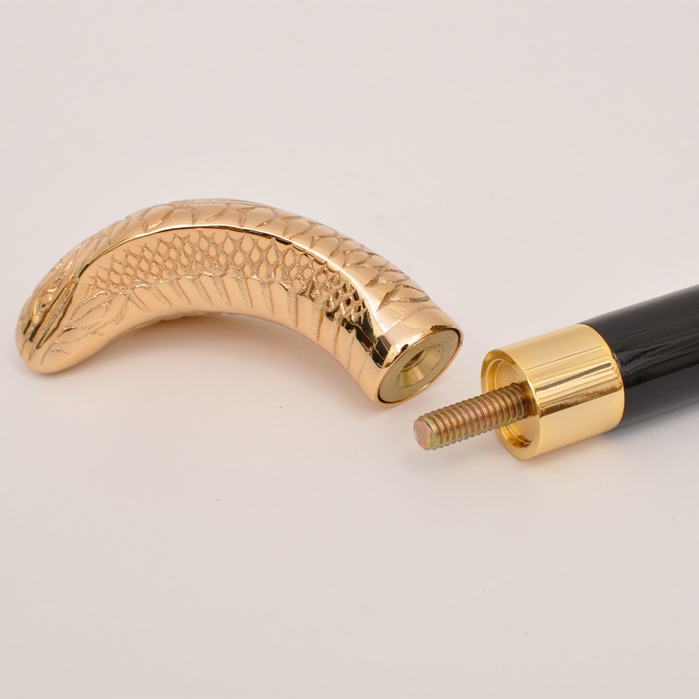Black Cobra Wooden Walking Cane 5 Gold Cobra Wooden Walking Cane