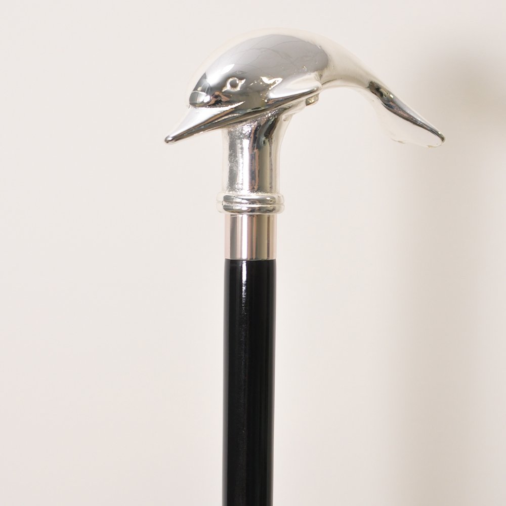 Silver Brass Dolphin Handle Walking Cane 3 Brass Dolphin Handle Walking Cane