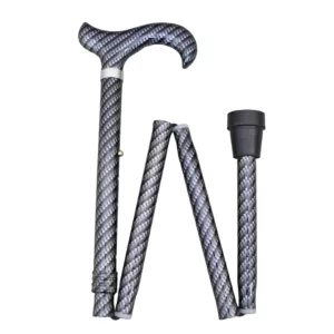 Height-Adjustable Floral-Patterned Folding Derby Walking Stick