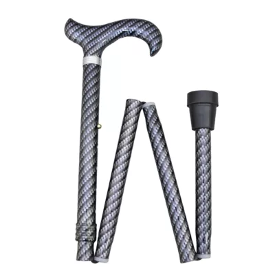 Height-Adjustable Floral-Patterned Folding Derby Walking Stick