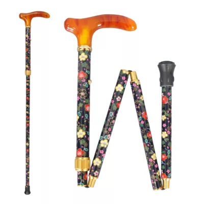 Luxury Floral Fabric-Wrapped Walking Stick