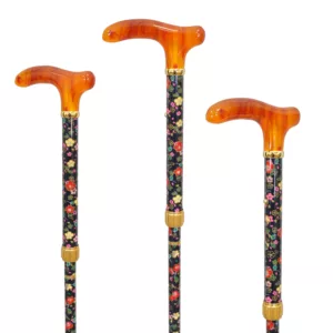 Luxury Floral Fabric-Wrapped Walking Stick
