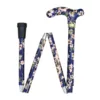 Folding Aluminium Walking Stick Blue Flower