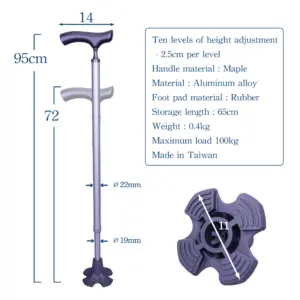 slim-neck walking cane, ergonomic wood handle, self-standing cane, lightweight walking stick, rubber base cane, mobility aid manufacturer.