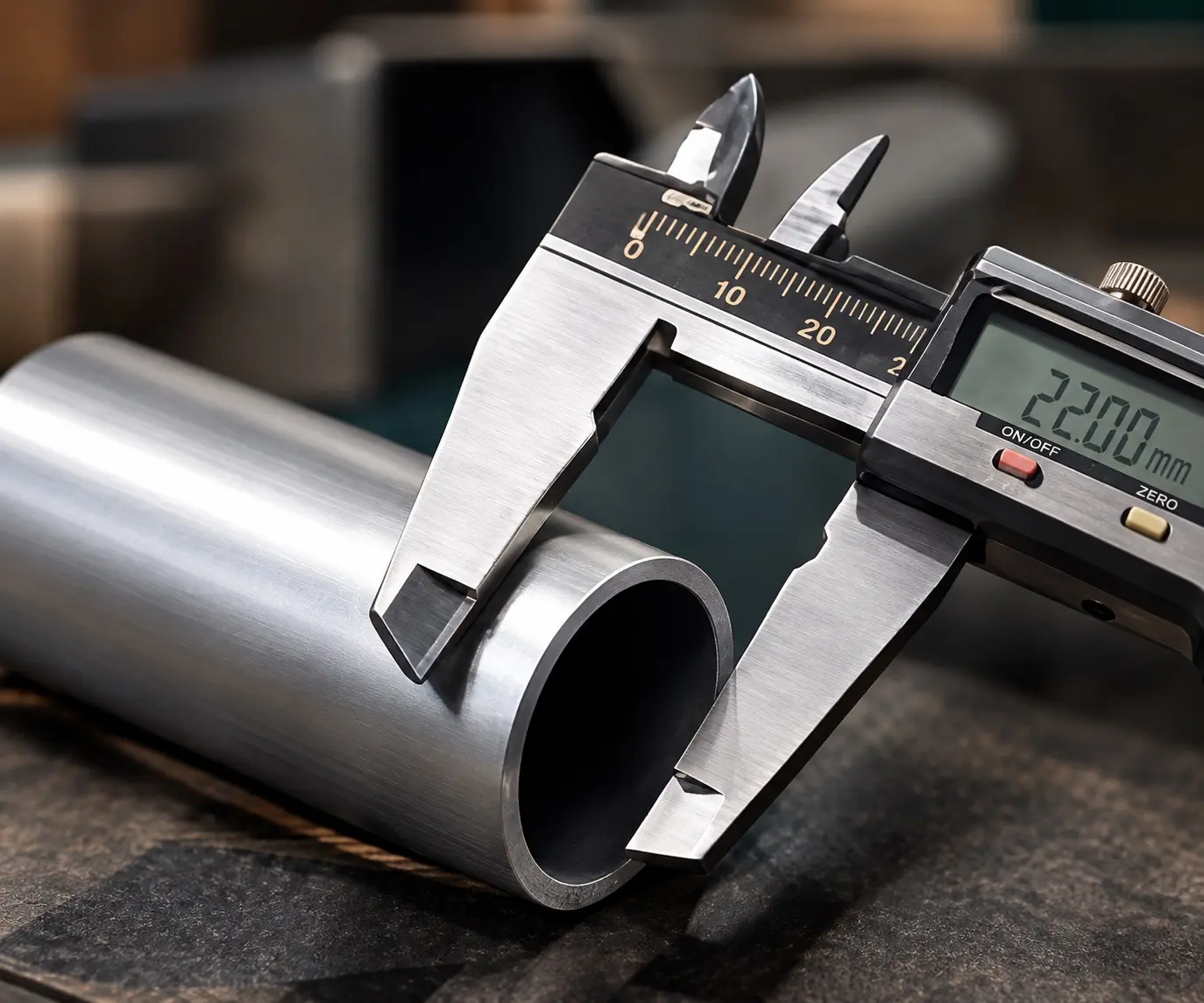 Digital-calipers-for-measuring-metal-pipe-diameter.